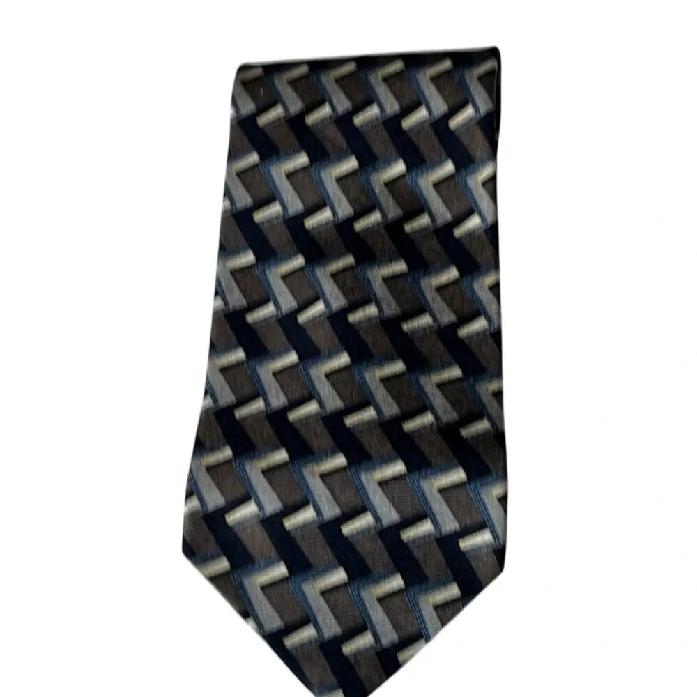 Milano Umo Mens Silk Tie Geometric Design 100% Silk